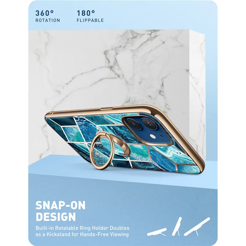 for iphone 12 case12 pro case 6 1 2020 i blason cosmo snap marble case with built in rotatable ring holder support car mount free global shipping