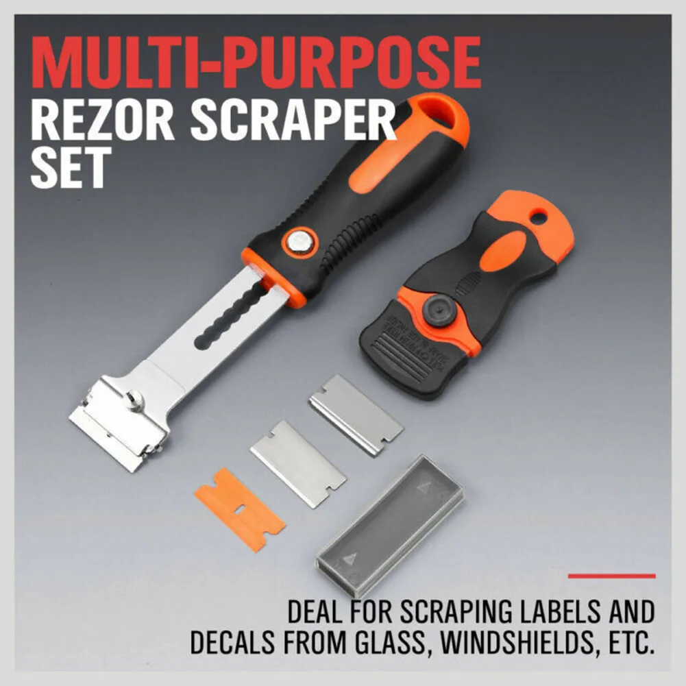 

2Pcs Double Edged Multi-Purpose Removal Tool Razor Scraper Set 3 Spare Blades Paint