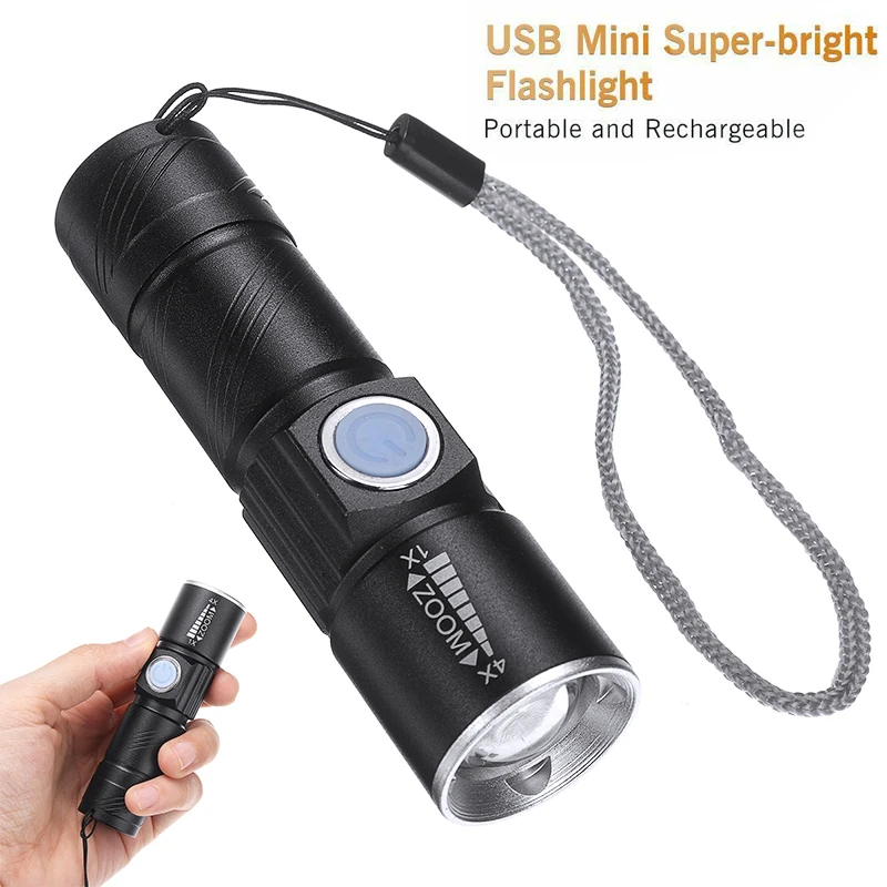 Мини Портативный светодиодный фонарик USB Перезаряжаемые Кемпинг Пеший Туризм