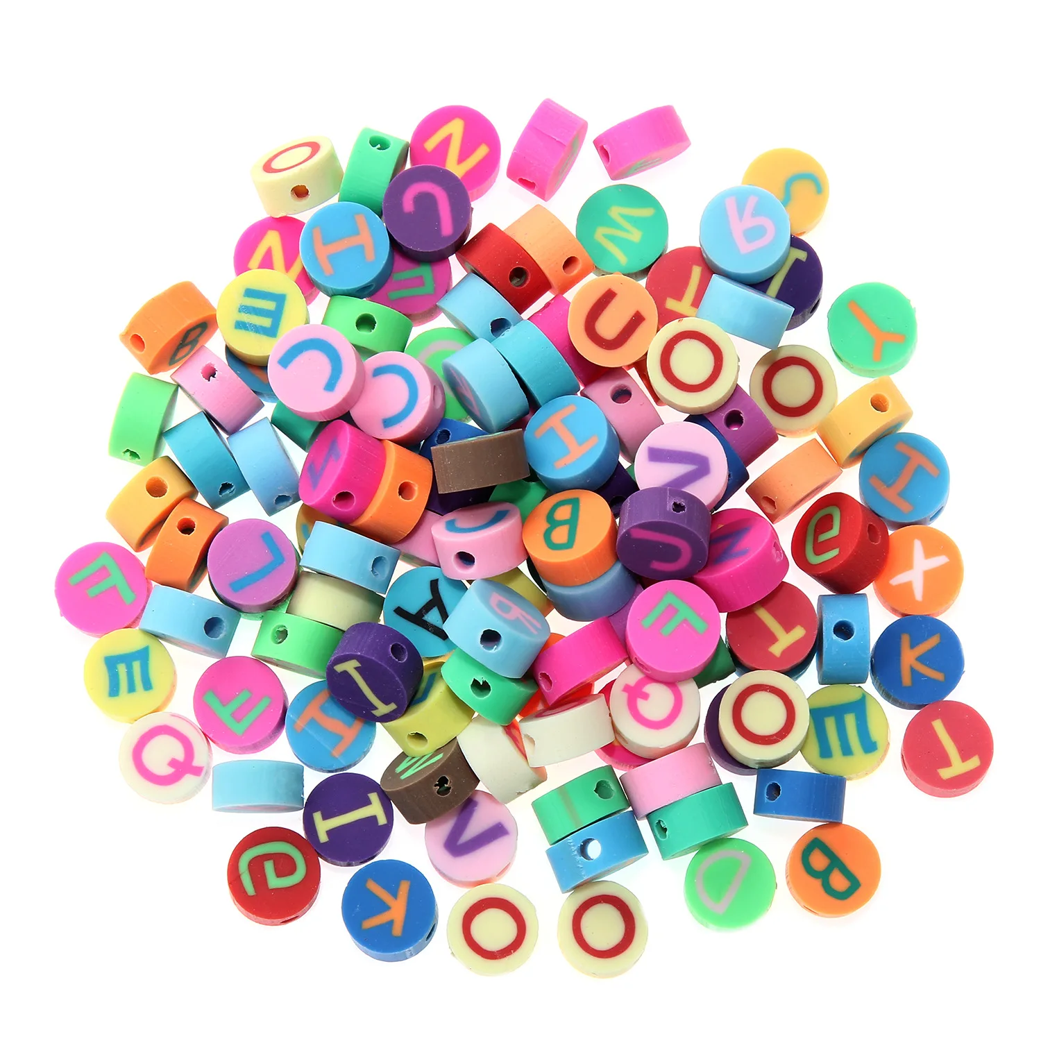 

50pcs Polymer Clay Beads Letter Beads Spacer Beads Charms for Bracelet Earring Necklace Jewelry Making Craft Garment Supplies