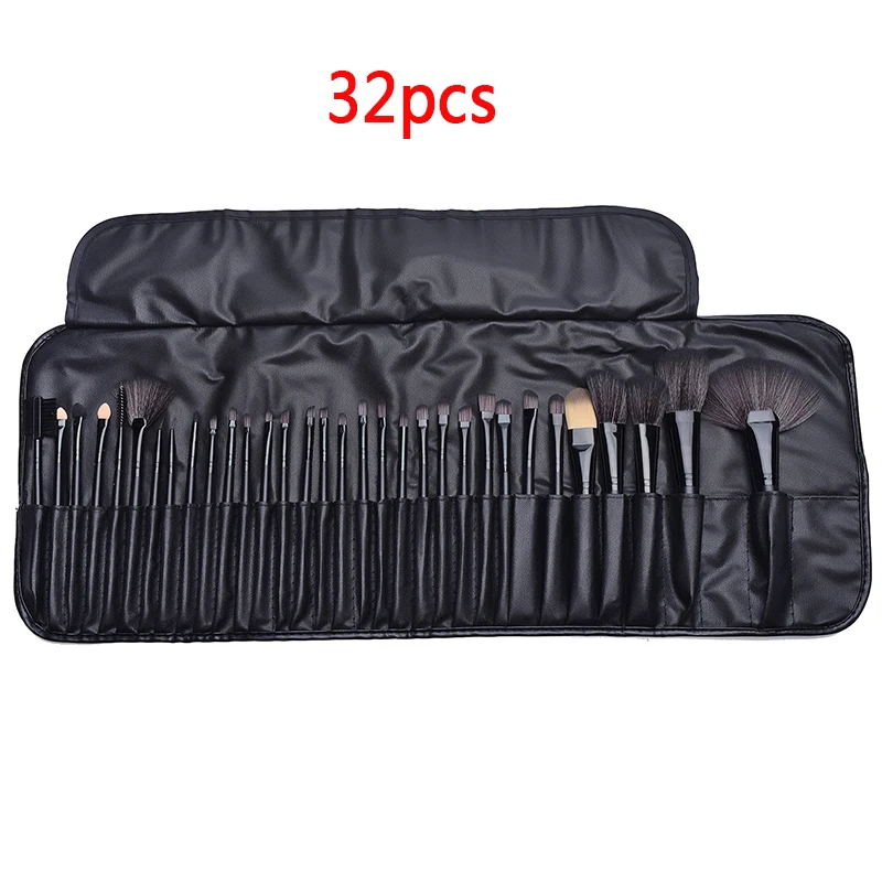 32pcs- black 32 шт. кисти для макияжа, набор инструментов, тени для век основа для макияжа лица Косметическая пудра подводка для глаз с ресницами, губами кисточки шерсть кисть макияж кисти Красота инструмент - Handle Color: 32pcs- black