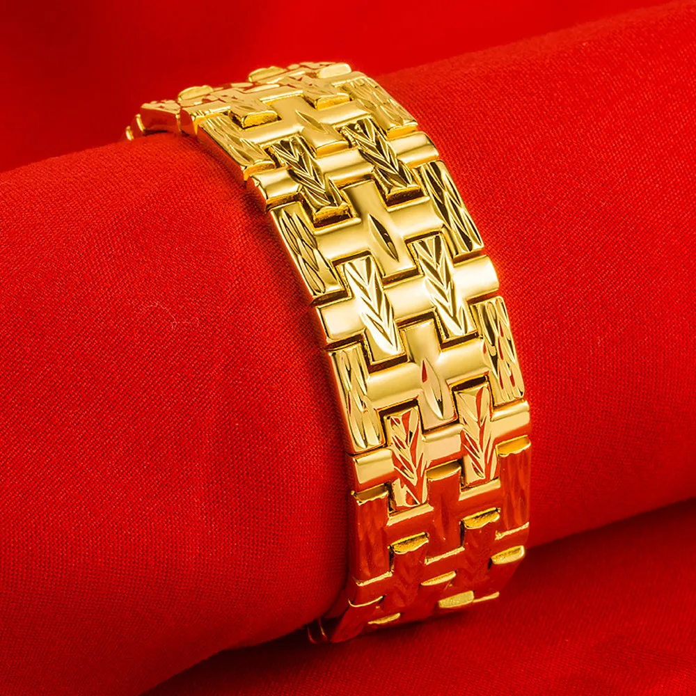 Браслет-цепочка мужской с золотым наполнителем 2 х22 см