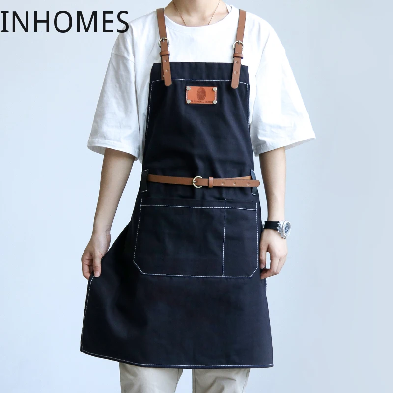 

Custom Logo Apron Work Denim Milk Coffee Barber Work Clothes Hair Stylist Perm Dyer Hairdressing delantal cocina hombre mujer