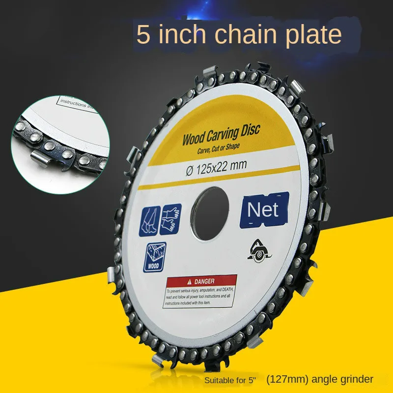 

5 Inch Chain Grinder Chain Saws Disc Woodworking Chain Plate Tool 5 Inch Multi-Functional Wood Carving Disc Angle Grinding Tool