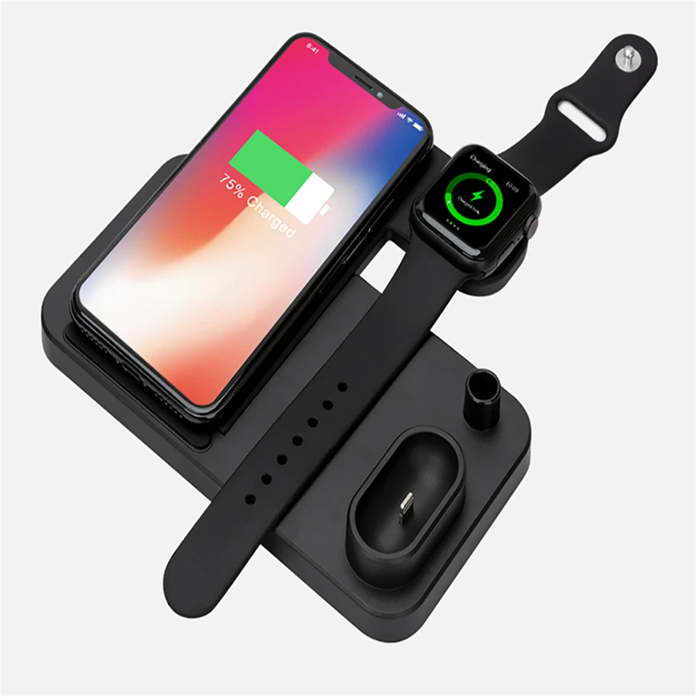 Беспроводное зарядное устройство QI для Apple Watch 1/2/3/4 Pen 4 в 1 складная зарядная док