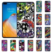 graffiti art pattern soft tpu silicone phone case for huawei p20p20 prop30 prop30 plusp30 litep40p40 pro phone cover