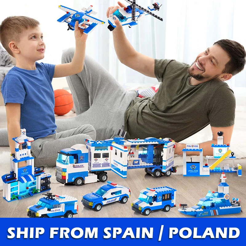 

8IN1 City Police Car Building Blocks Compatible SWAT Cop Car Truck Helicopter Bricks Friends STEM Toys for Children Boys