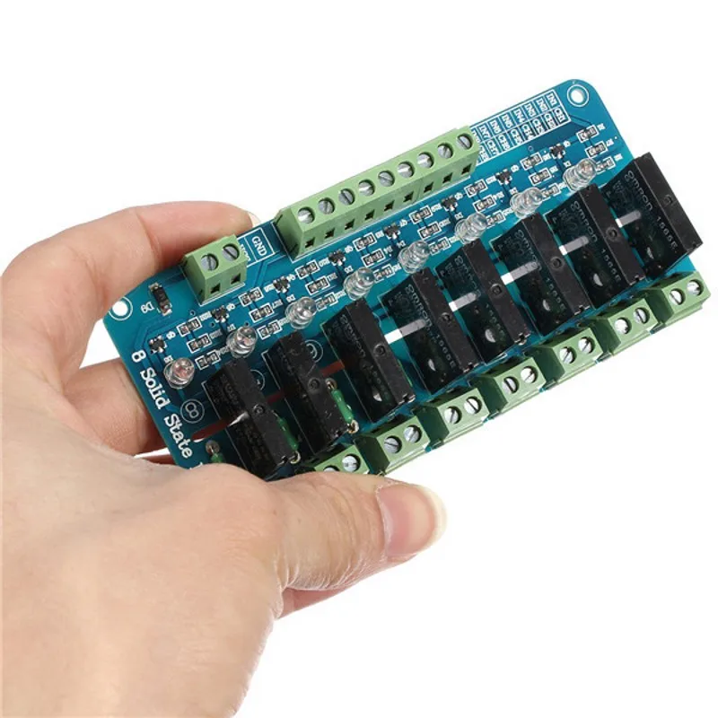 

DC 5V SSR 8 Channel Solid State Relay Module Low Level G3MB-202P 240V 2A SSR Output With Resistive Fuse For Arduino