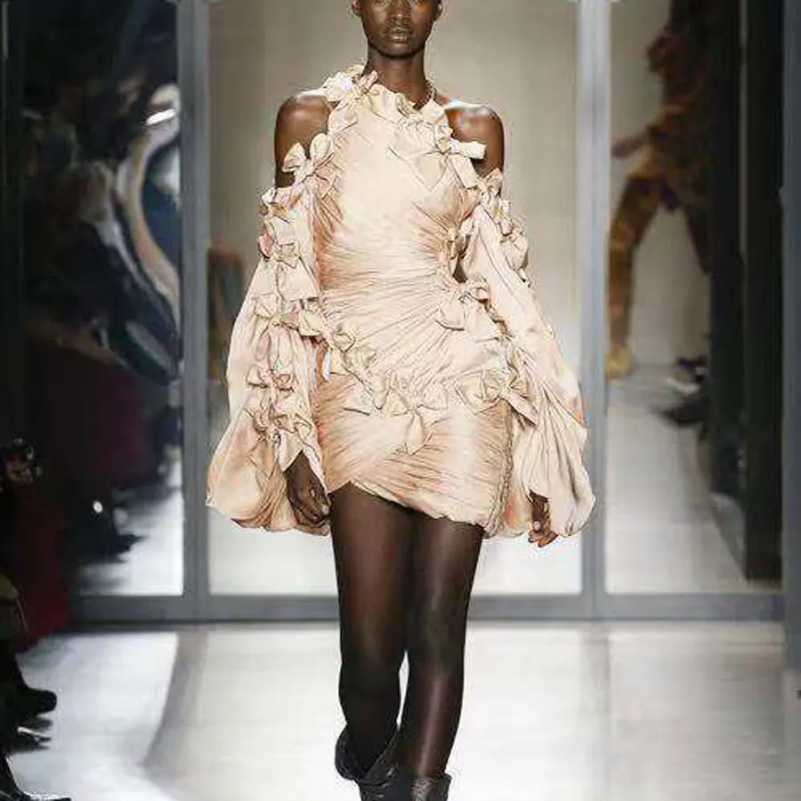 Подиум 2019 Высокое качество модное сексуальное женское платье Длинные Пышные