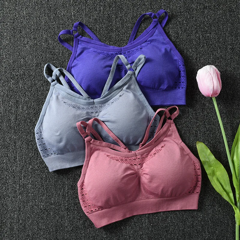 

Sexy Sports Suits Seamless Yoga Set Women Fitness Clothing Sportswear Woman Gym Leggings Padded Push-up Strappy Sports Bra