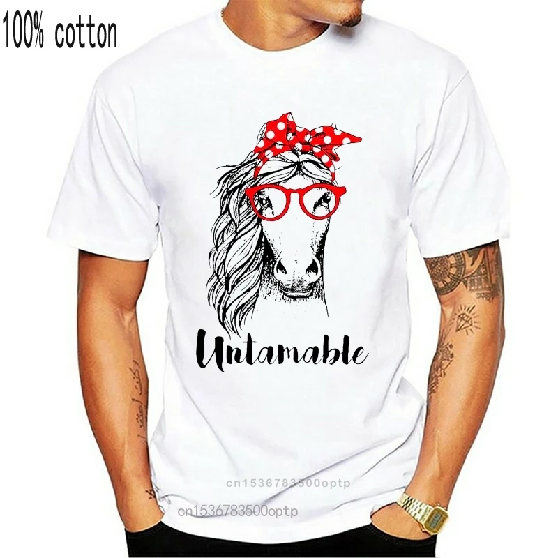 

Новинка, Мужская забавная футболка, модная футболка, незаметная Бандана и очки, версии с лошадью, женская футболка