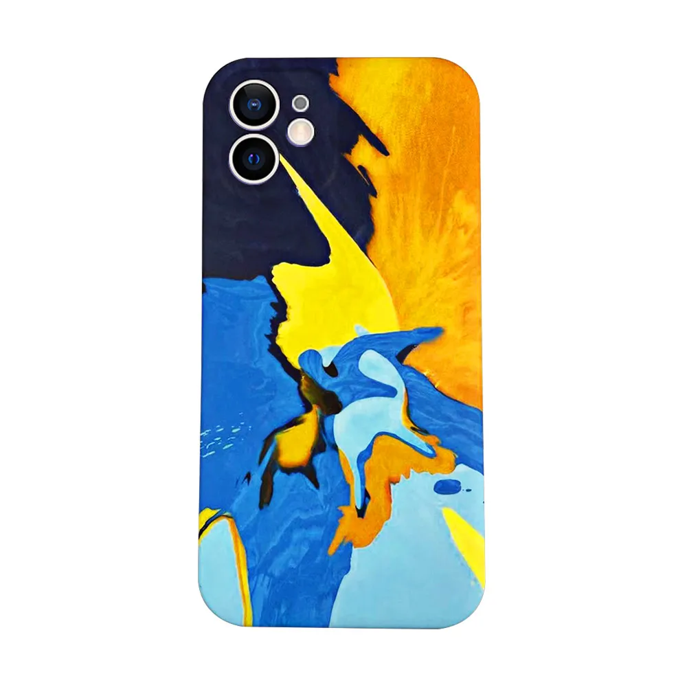 

Watercolor Flower Marble Phone Case for iPhone 12 MINI 11 PRO MAX X XR XS 7 8 Plus Graffiti Silicone Soft Protection Cover Case