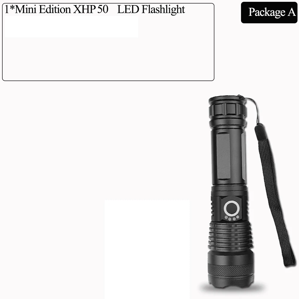 Package A Самый мощный XLamp xhp70.2 самый мощный светодиодный светильник-вспышка usb фонарь с зумом xhp70 xhp50 18650 или 26650 светильник с аккумулятором - Испускаемый цвет: Package A
