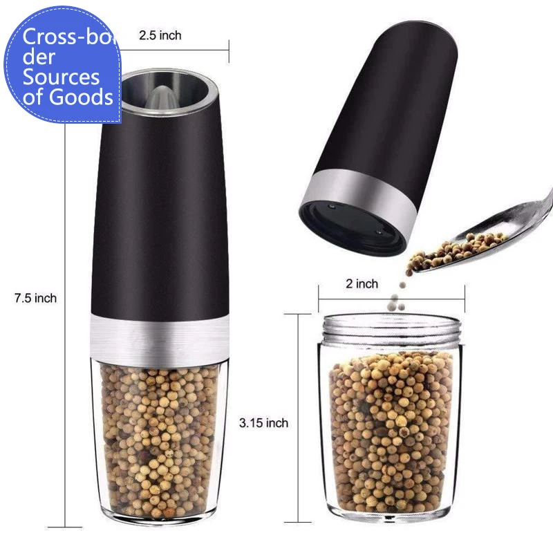 Electric Pepper Grinder Easy Salt Spice Herbal Containers With Induction Lights for Cleaning Home Kitchen Cooking BBQ Tools | Дом и сад
