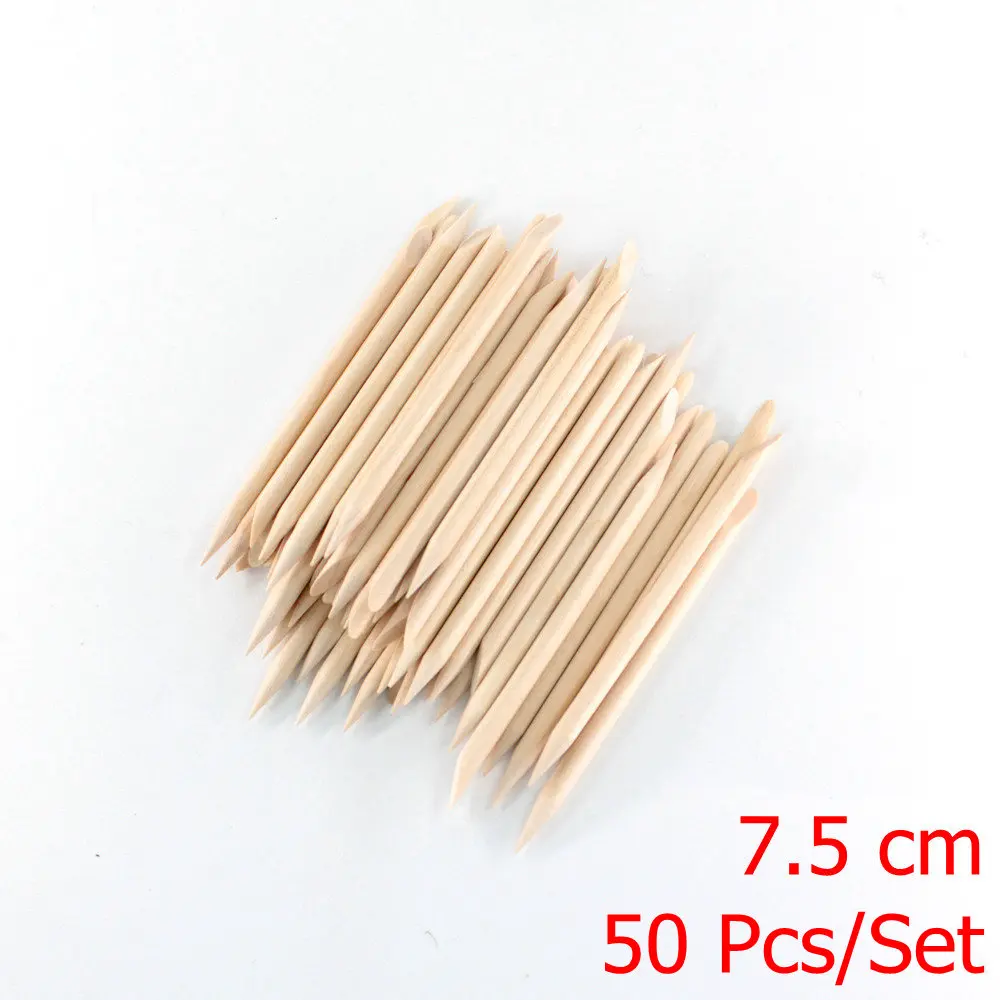 10/30/50 Pcs Orange Wood Sticks For Cuticle Pusher Nail Art Cuticle Remove Tool Double-end For Nails Manicure Pedicure Tools - Color: 7.5cm 50pcs