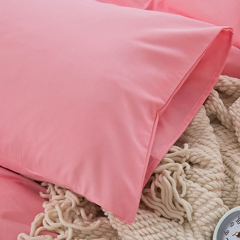 

Solid Color Wihte Pink Bedding Sets Decorative Microfiber Fabric Queen King Duvet Cover Pillowcase Comfortable Bed Line Set