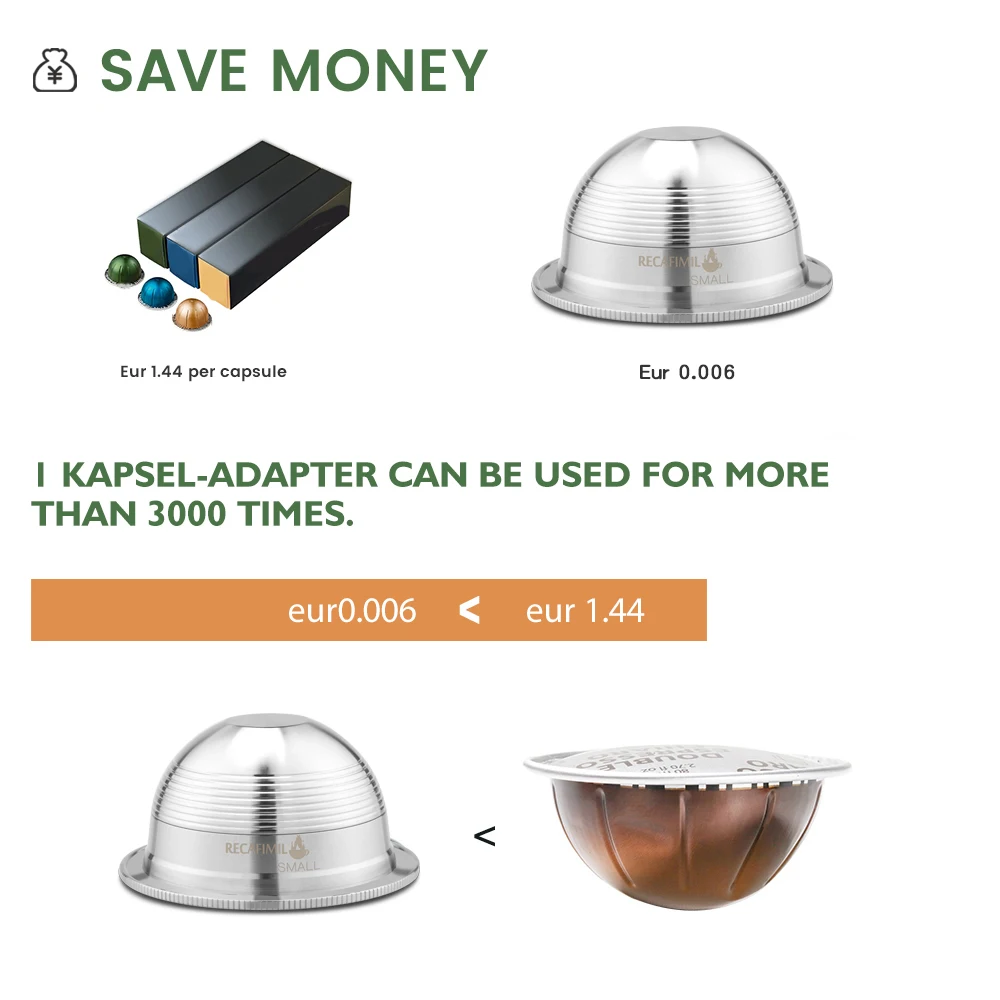 70/230 мл капсулы для кофе Nespresso Vertuo Vertuoline GCA1 и Delonghi ENV135 многоразовые фильтры из