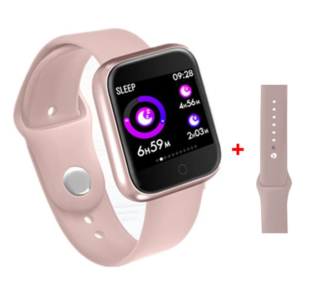 Pink silica gel Smart Watch Women Smartwatch Heart Rate Monitor T80 Fitness Tracker Bracelet Waterproof Sport Wristband for Android ios pk P70 - Color: Pink silica gel