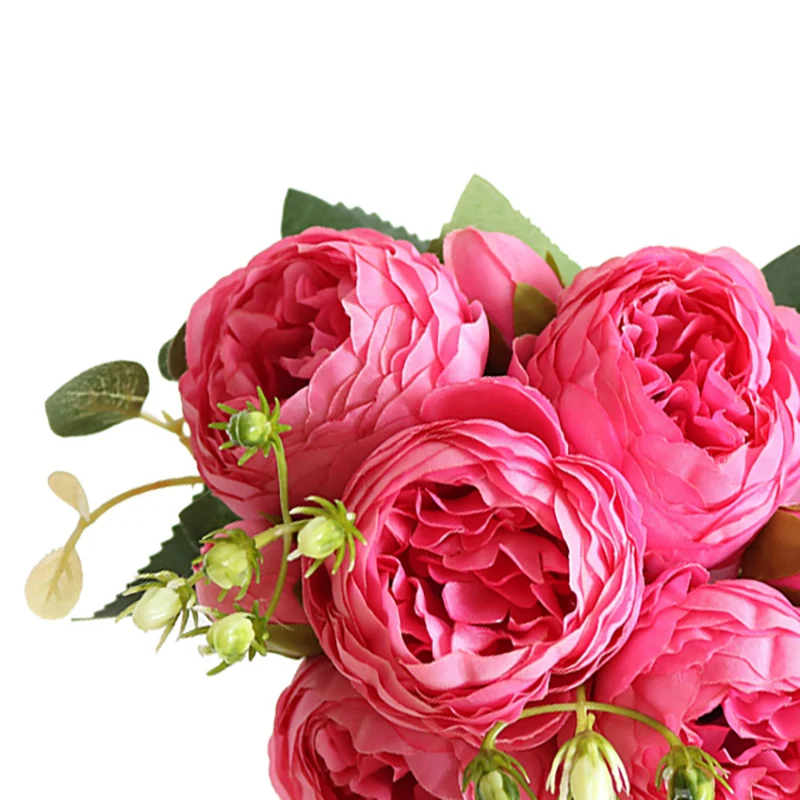 1 букет из 9 розовых шелковых цветов искусственные цветы Осенний Искусственный