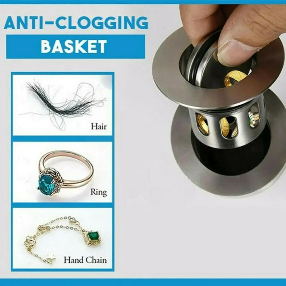 

Wash Basin Bounce Plug Basin -up Drain Filter Drain Bounce Accessories Hair Core Basket Catcher Shower Floor Bathroo N8i2