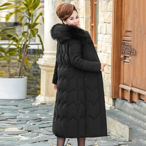 Женская Длинная зимняя офисная куртка, облегающие парки с капюшоном и хлопковой подкладкой, однотонное пальто с толстым меховым воротником для женщин