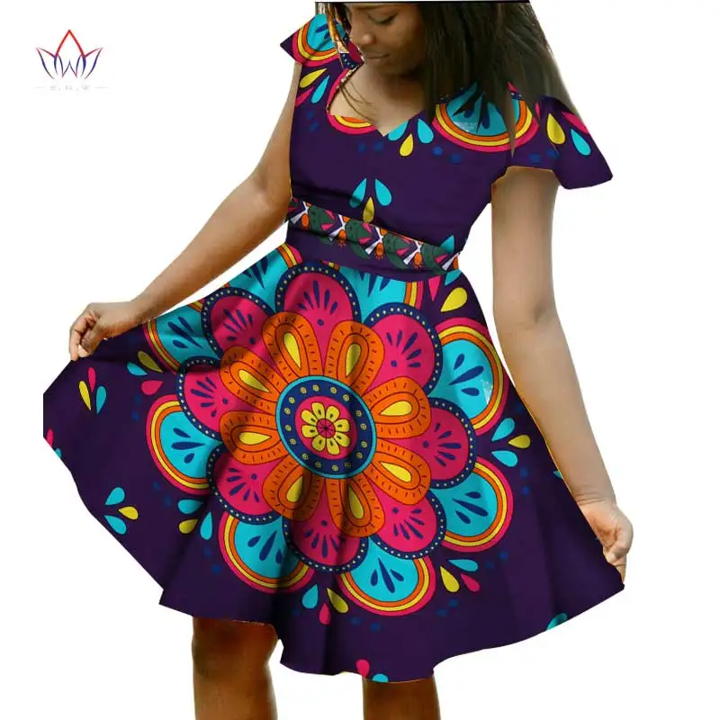 BRW Bazin Riche африканские платья с принтом и шарфом женская одежда коротким рукавом в
