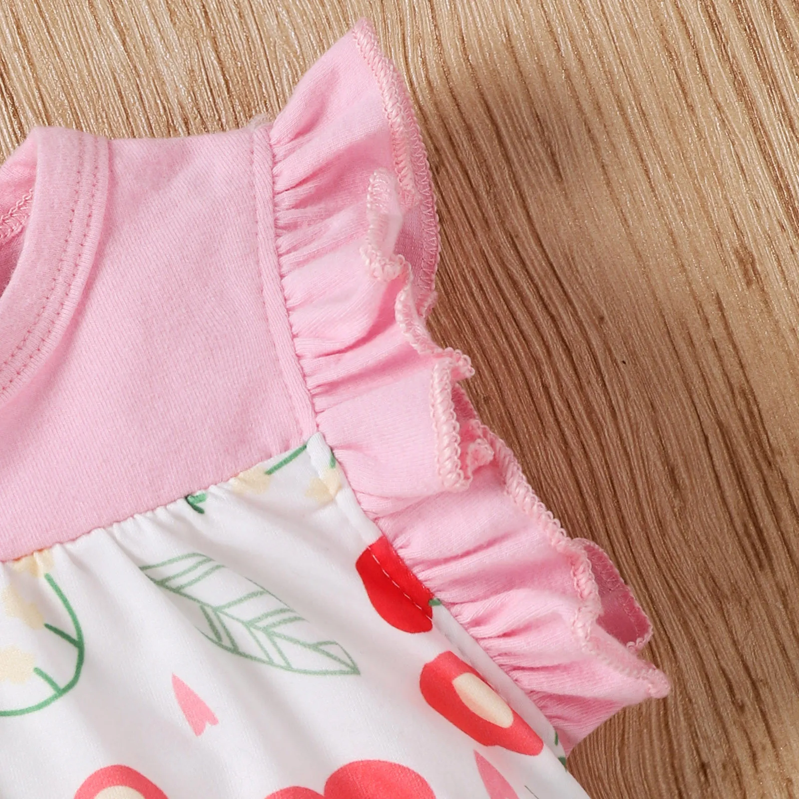 Платье для маленьких девочек с оборками принтом фрукты в стиле пэчворк топы и