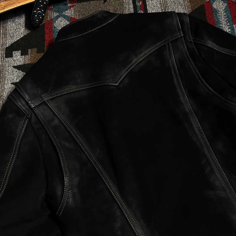 

CD985 Asian Size, Read Description Super Quality Genuine Suede Cow Leather Slim Stylish Biker Jacket