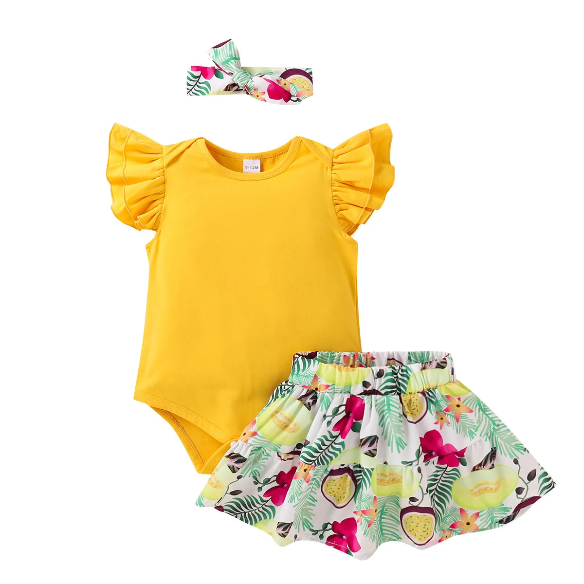 

2021 Summer Children Sets Casual Sleeveless Solid Tops Print Floral Skirt 2Pcs Girls Boys Clothes Set 0-2T