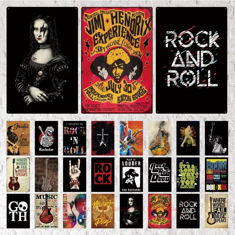 

Rock and Roll Tin Sign Rock Music Band Metal Poster Fans Star Wall Decor Music Club Tiki Bar Art Wall Decorative Iron Plate