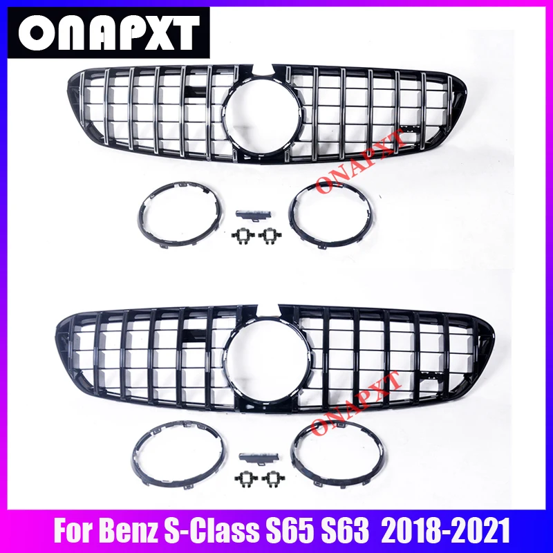 

For Mercedes-Benz S-Class S65 S63 AMG Coupe 2018-2021 Plastic Front Bumper Grille Mesh Racing Middle Grill Center Vertical Bar