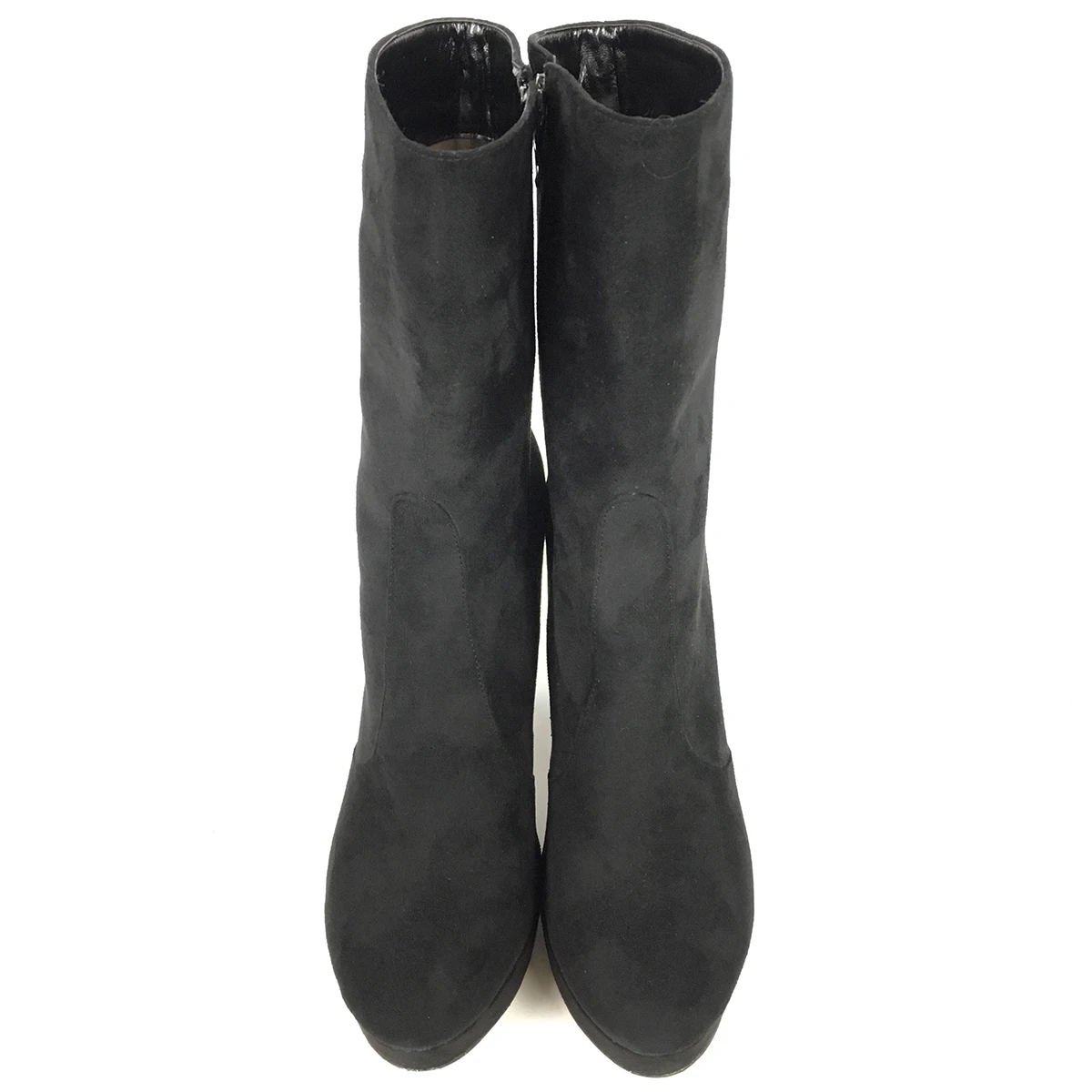 Женские ботильоны на платформе и высоком каблуке черные ботинки из