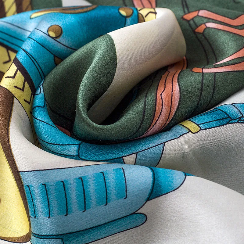 

Silk Scarf British Vintage Carriage Printing Women's Changeable Neckerchief Decorate Wraps Bag Lady's Neck protection Square Sca