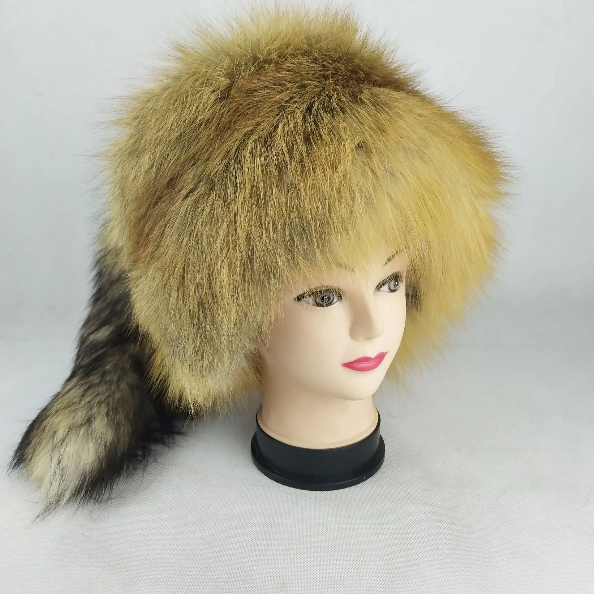 51662 New Fashion Fox Fur Hat Ladies Winter Hat thickening Warm ears Mongolia hats fur ethnic cap Bomber Hat