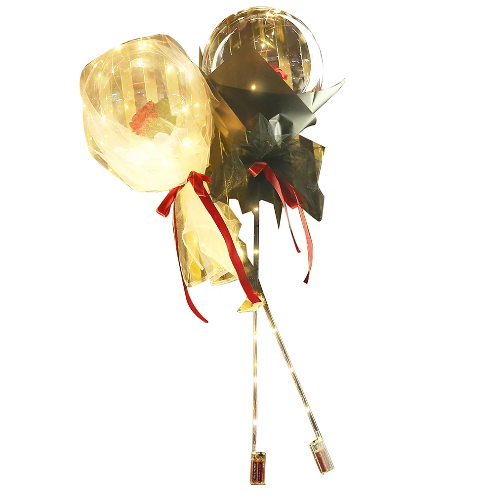 

Clear Luminous Balloon Bobo Ball Rose Bouquet Valentine's Day Present Transparent LED Light ABS Innovative DIY Home Decor