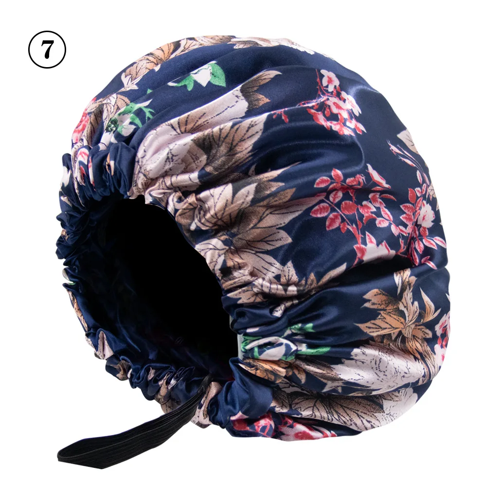 

Регулируемая Шапочка для сна из шелковистого атласа, двусторонняя шапочка Чепчик для сна, с застежкой для женщин или девочек, шапочка для сн...