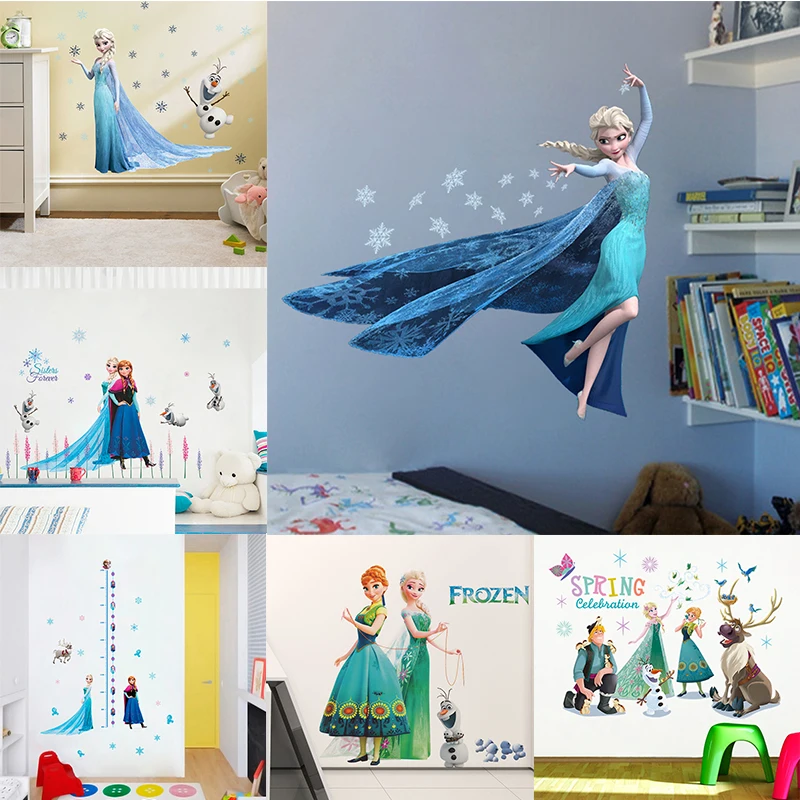 10 Стиль Disney Princess Мультфильм Elsa Анна стены наклейки DIY Аниме Mural Плакат Детская