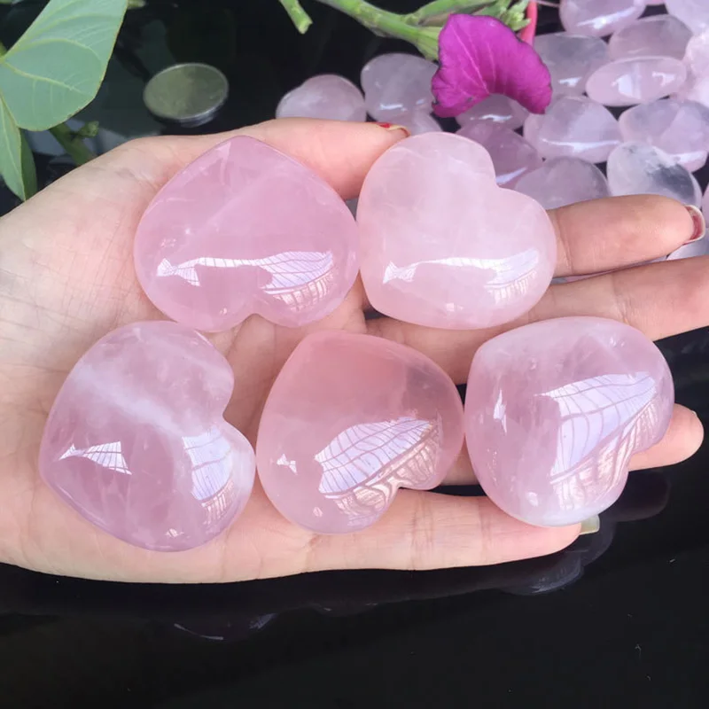 1PCS Natural Rose Quartz Crystal Pink Heart Shaped DIY Making Necklace Pendant Jewelry Gift Home Decoration | Дом и сад