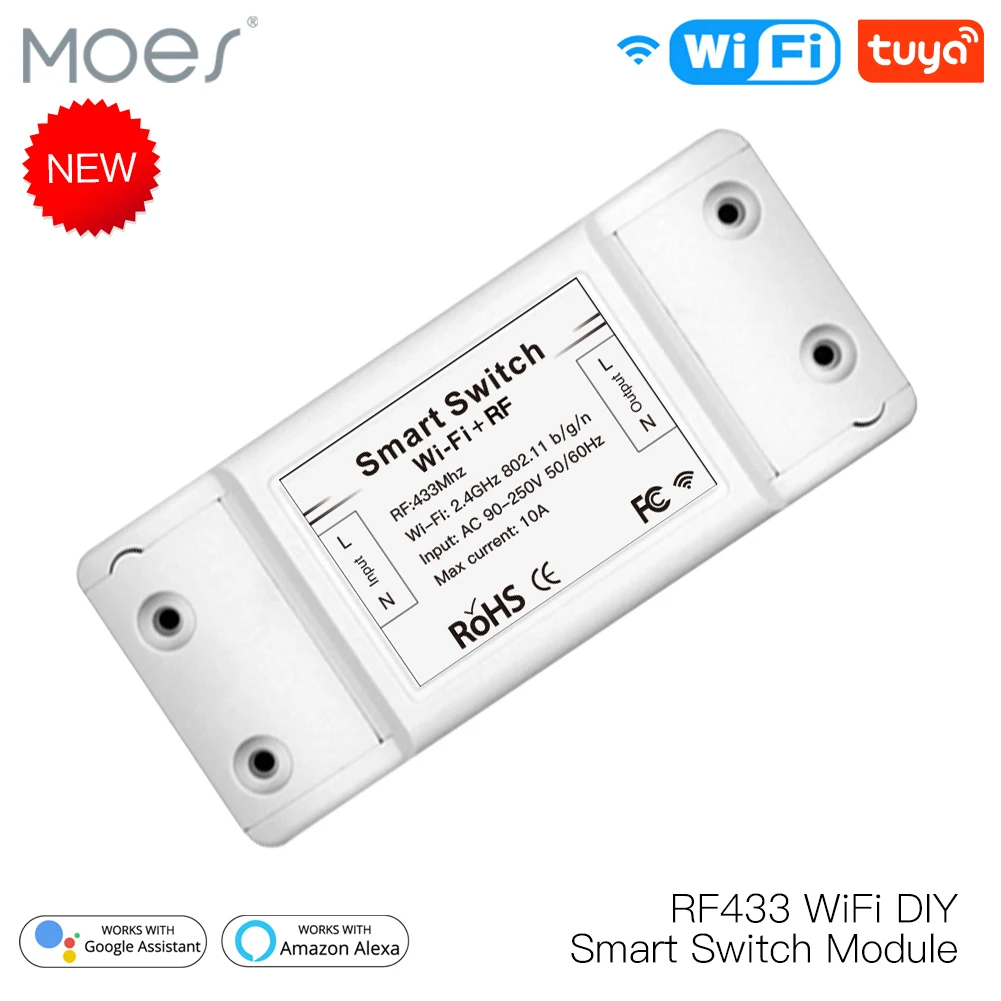 

RF433 WiFi DIY Smart Switch Module RF433 Remote Control for Smart Automation Smart Life/Tuya Work with Alexa and Google Home