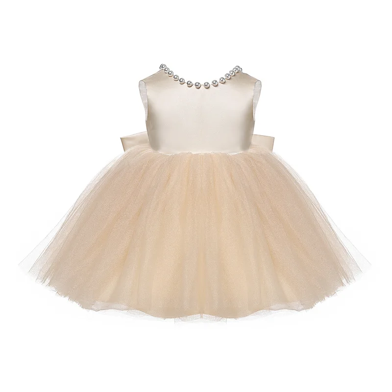 Платья для девочек из тюля цвета шампанского особых случаев платья с бисером