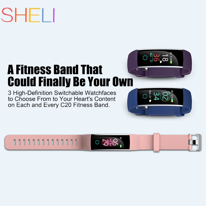Смарт часы C20 IP68 водонепроницаемый смарт браслет спортивный монитор сердечного