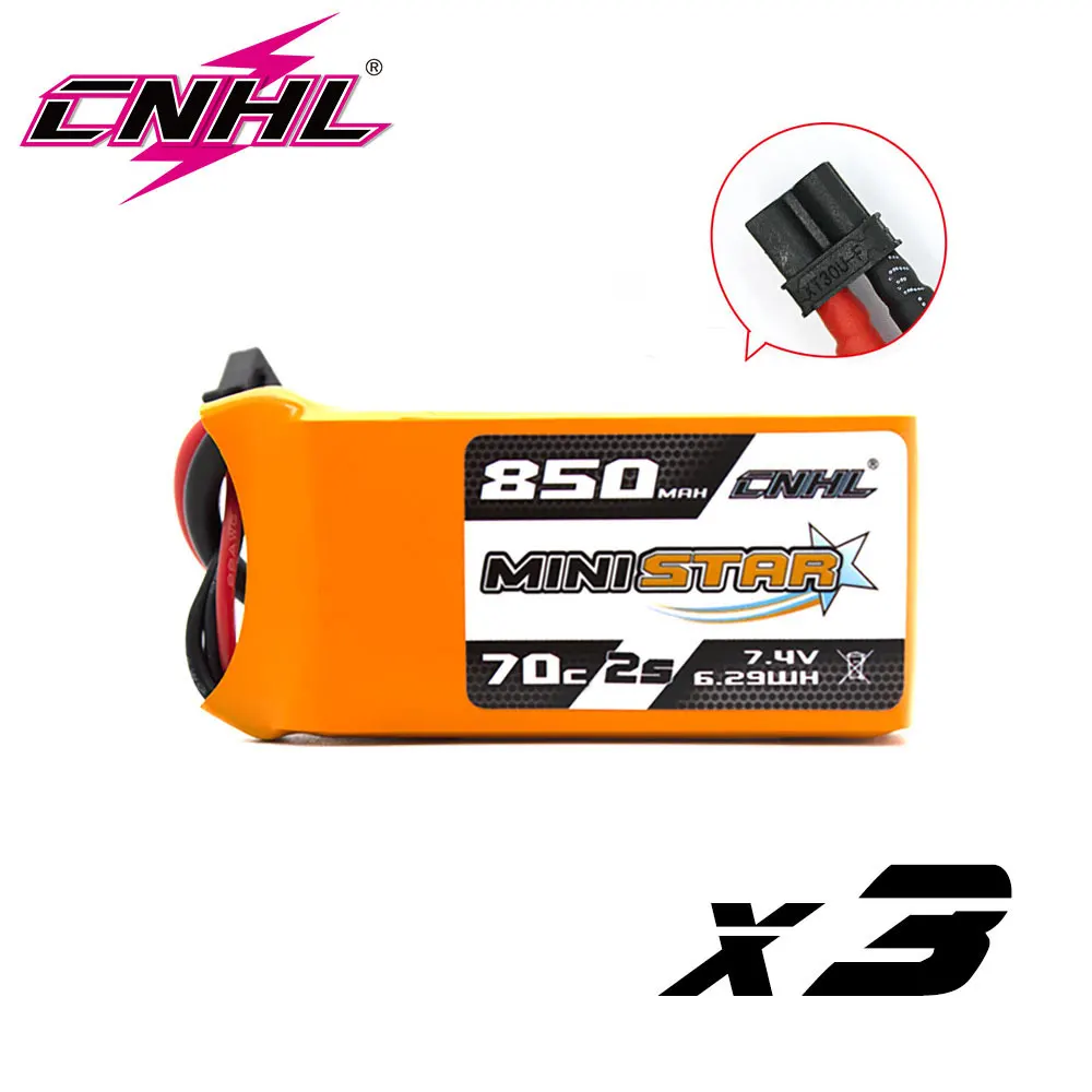 3 шт. CNHL 2S 7 4 в 850 мАч литий-полимерный аккумулятор 70C системная серия с XT30 для