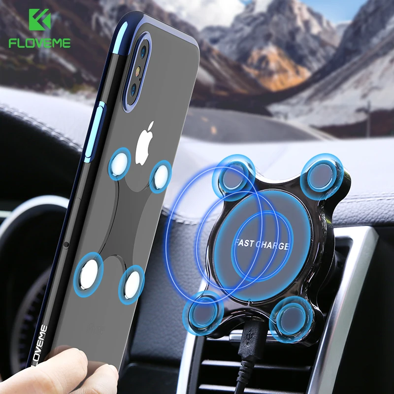 

FLOVEME Car Wireless Charger Magnetic Car Phone Holder for iPhone 13 Pro 12 11 Qi Fast Charging Air Vent Dashboard Mount Bracket