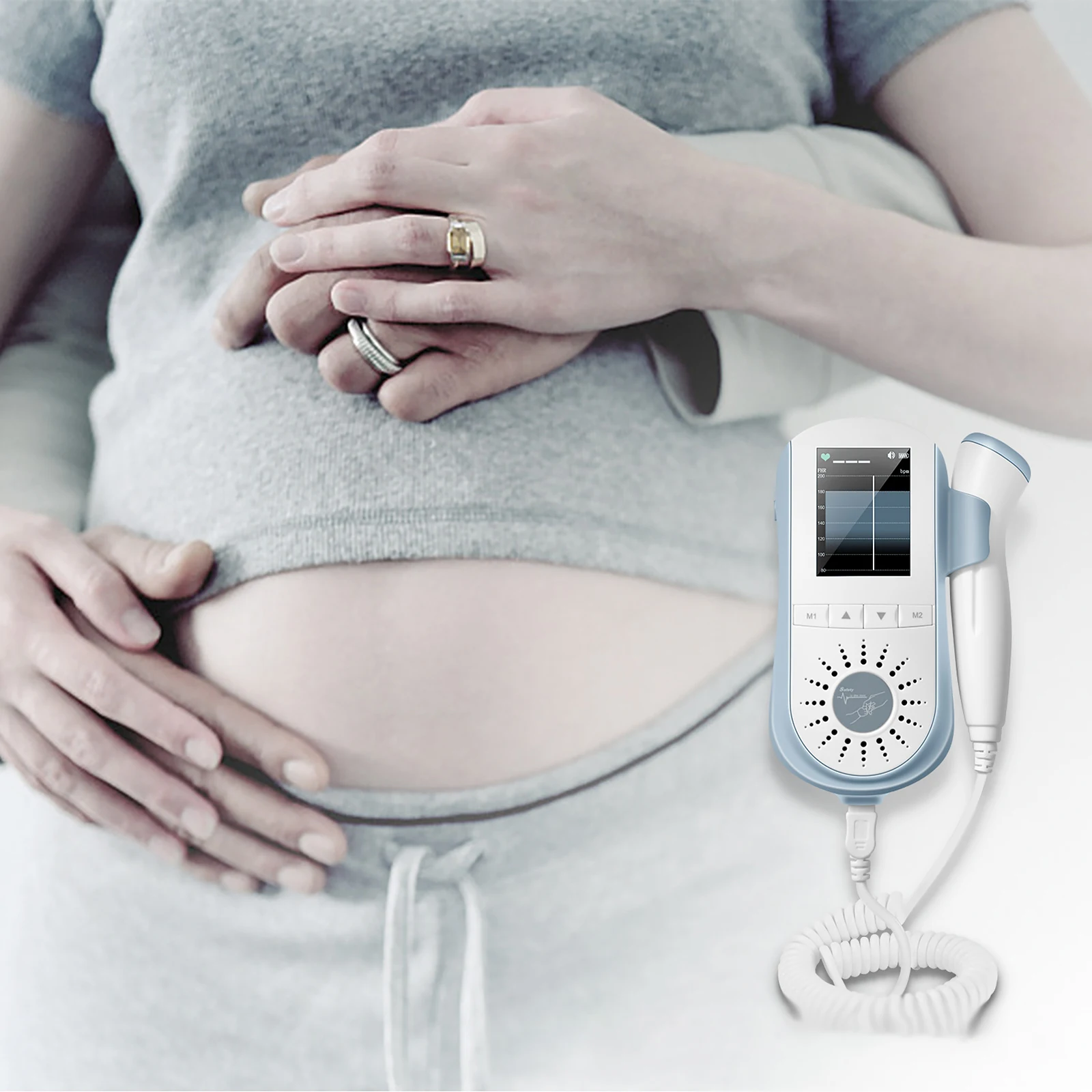 

Fetal Doppler Heartbeat Detector Portable Ultrasound Pregnant Baby Heart Rate Monitor LCD Pocket Doppler