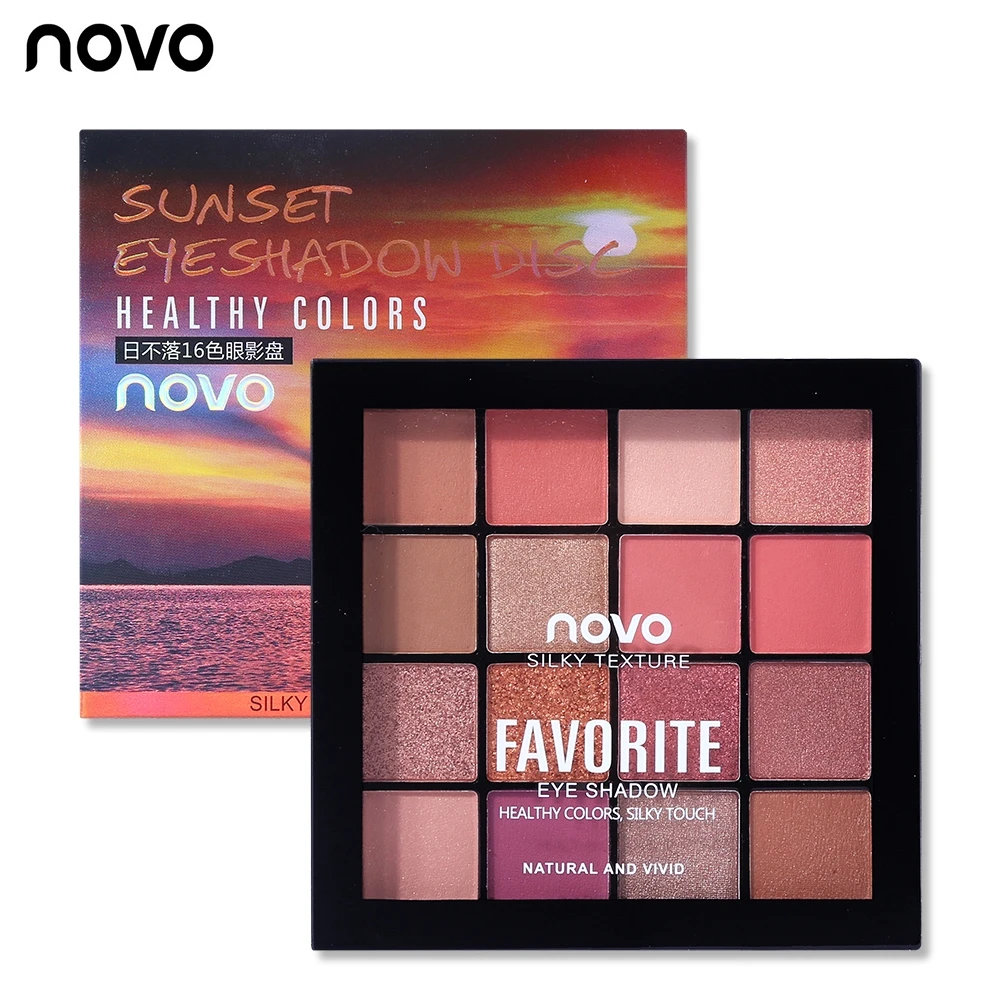 NOVO 16 цветов s матовые мерцающие блестящие тени для век искусственный