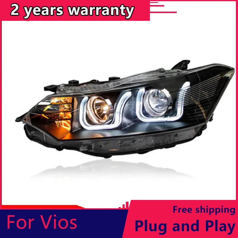 

KOWELL Car Styling For Toyota Vios headlights 2014-2016 Vios led headlight Head Lamp led drl projector headlight H7 hid Bi-Xenon