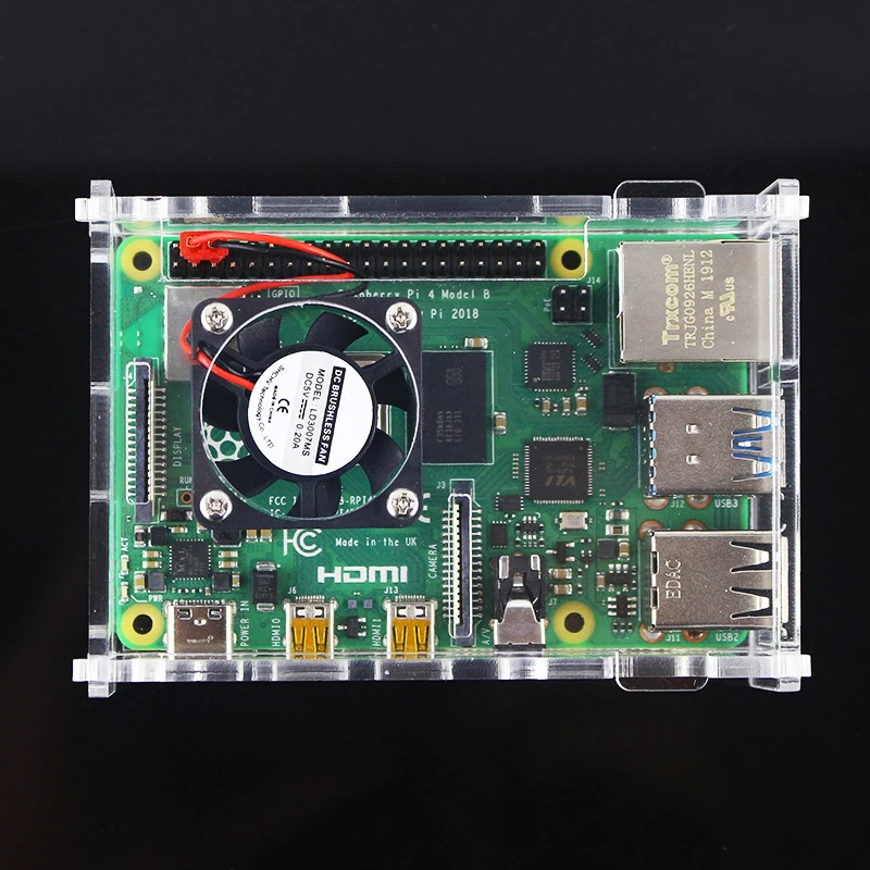 Акриловый чехол Raspberry Pi 4 прозрачный корпус поддержка процессора вентилятор