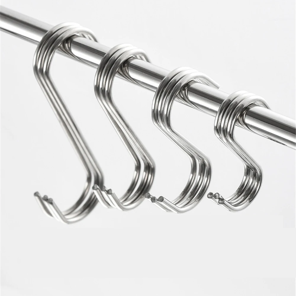 

ADOREHOUSE 10PCS Stainless Steel Hook S-Shape Bathroom Towel Hooks Anti-rust Door Hanger Storage Holder Kitchen Accessories