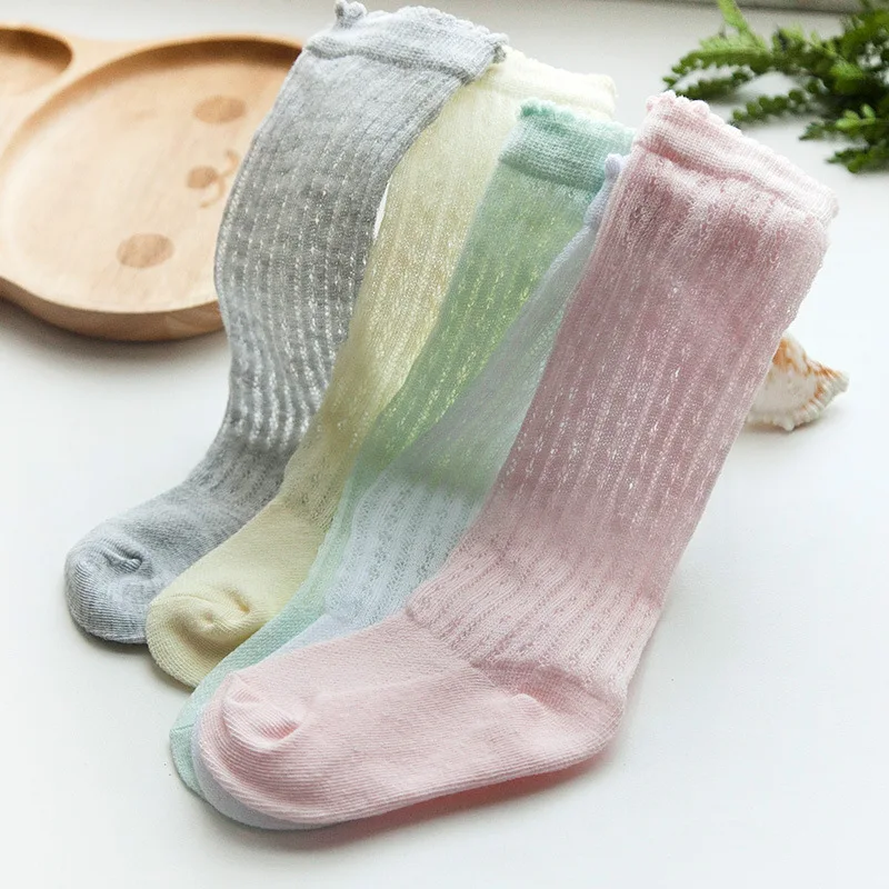 Новые тонкие хлопковые сетчатые носки для маленьких девочек детские гольфы