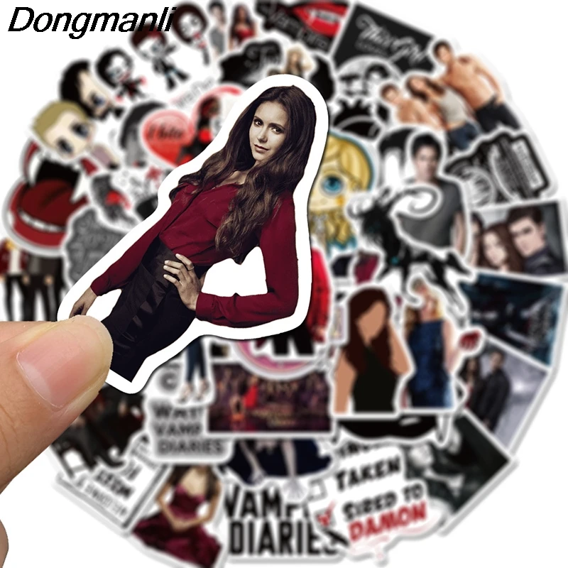 

K1727 Dongmanli 50 Pcs/set The Vampire Diaries TV Series DIY Skateboard Graffiti Laptop Badge Motorcycle Luggage Accessories